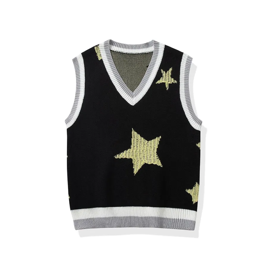 Star Jacquard Sleeveless Vest