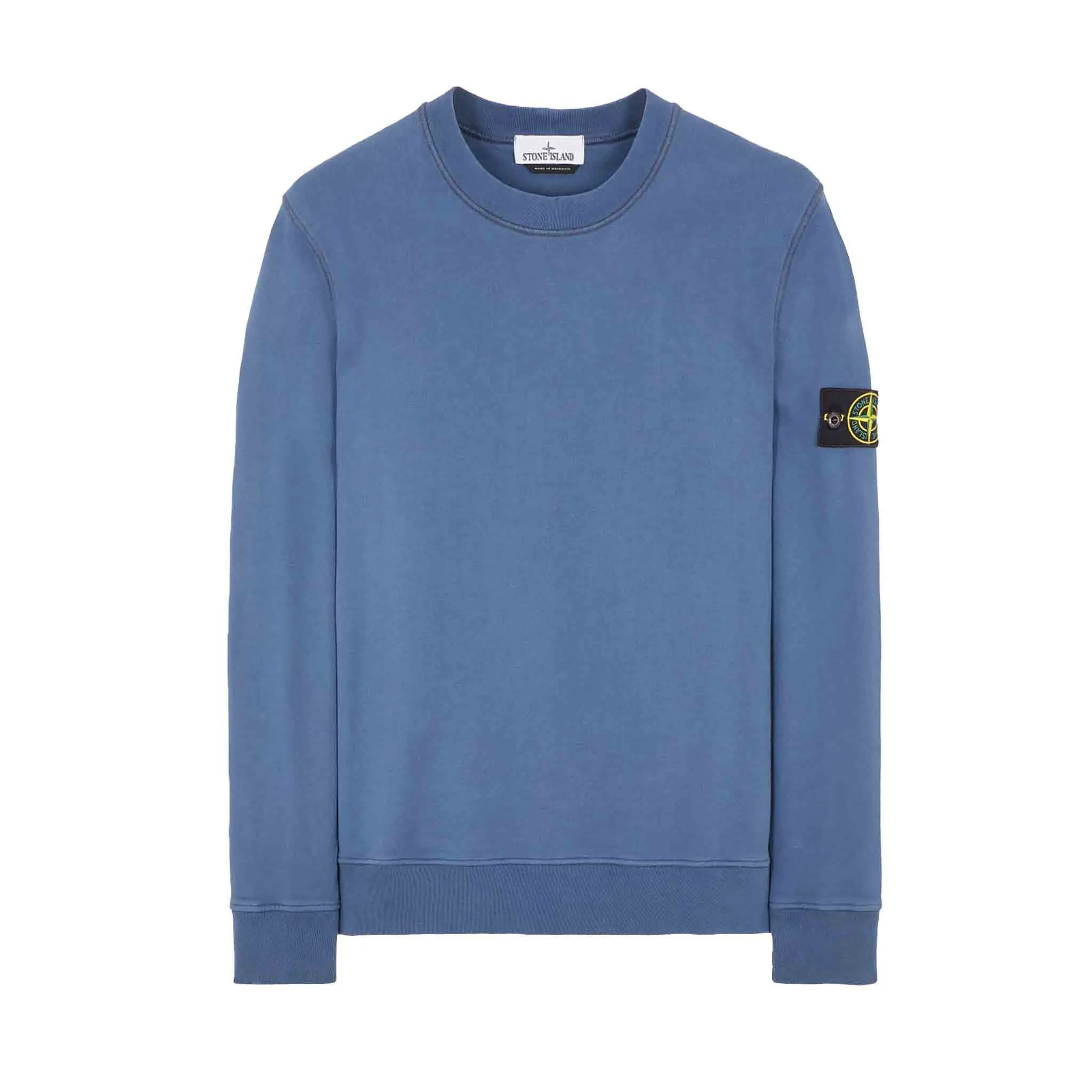 Stone Island Garment Dyed Crewneck Sweatshirt in Avio Blue