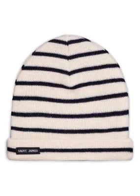 Striped sailor hat for kids - in pure new wool (ECRU/MARINE)