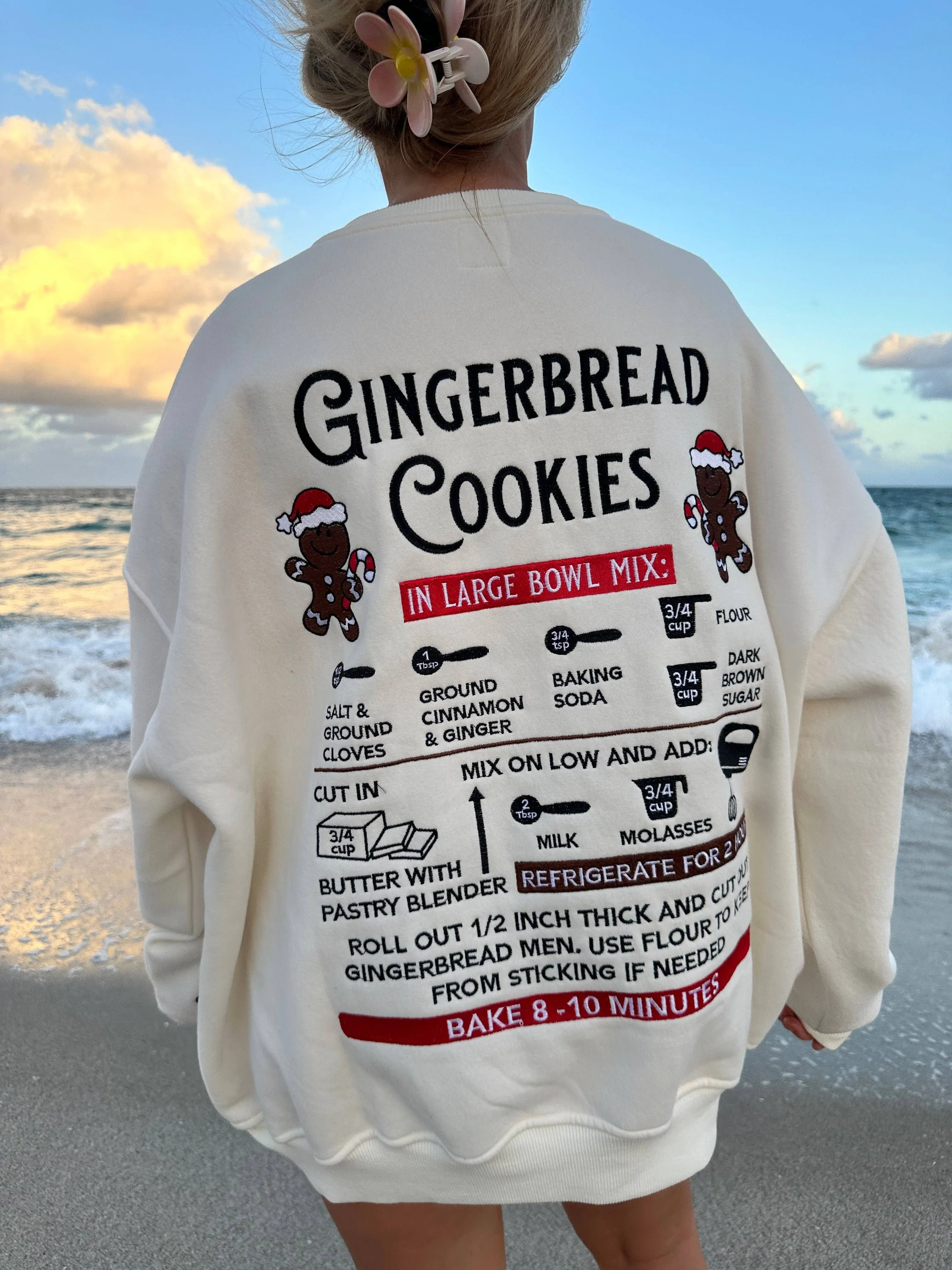 Sunkissed Coconut Ivory Gingerbread Recipe Christmas Embroider Sweatshirt