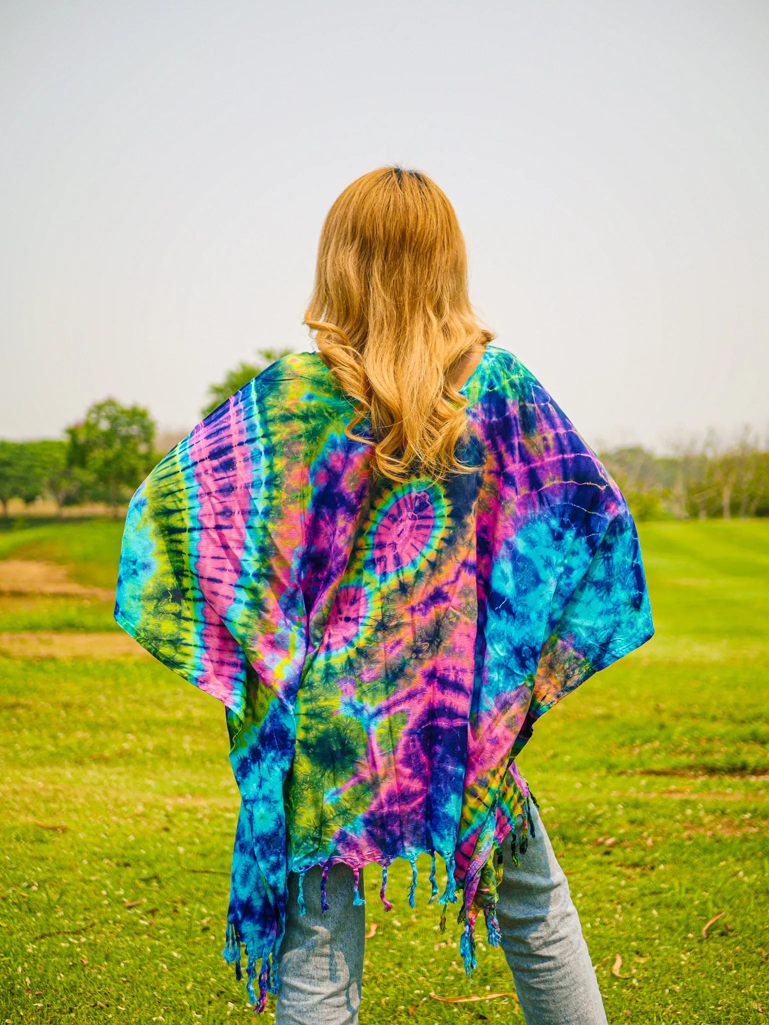 T0337- Hand Dyed Tunic Boho Kaftan Blouse Hippie Oversize Tops