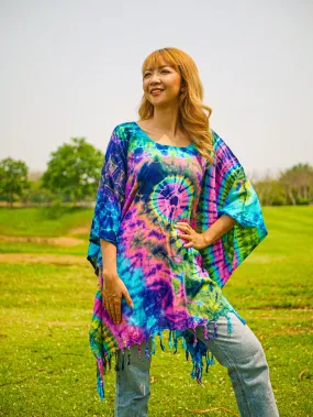 T0337- Hand Dyed Tunic Boho Kaftan Blouse Hippie Oversize Tops