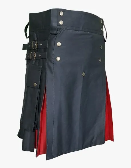 The hybrid tactical kilt in black and red