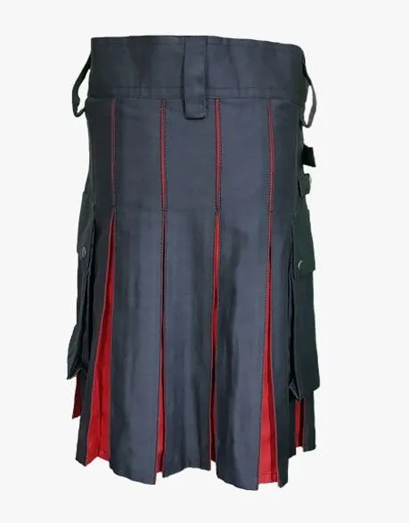 The hybrid tactical kilt in black and red