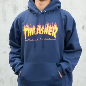 Thrasher Flame Logo Hood (Navy)