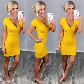 Thriving All Night Dress - Mustard