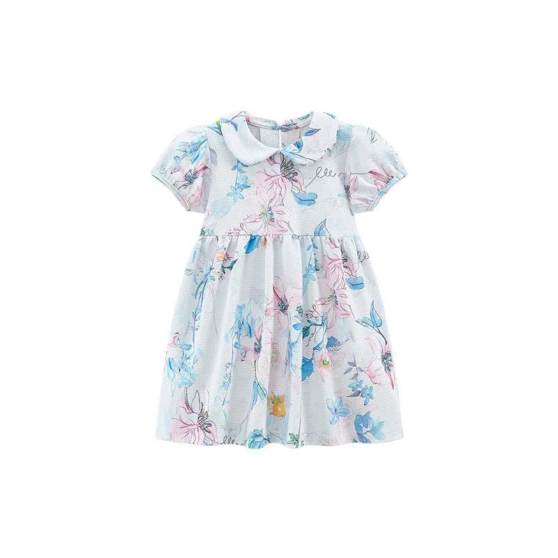 Toddler/Kid Girl's All-over Floral Print Design Cotton Dress