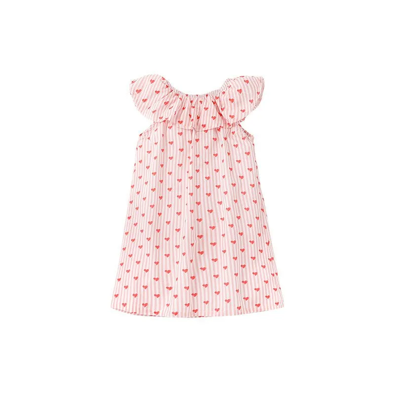 Toddler/Kid Girl's Allover Pink Heart Print Design Summer Dress