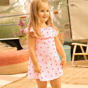 Toddler/Kid Girl's Allover Pink Heart Print Design Summer Dress