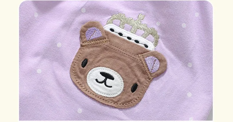 Toddler/Kid Girl's Bear Design Purple Cotton Dress