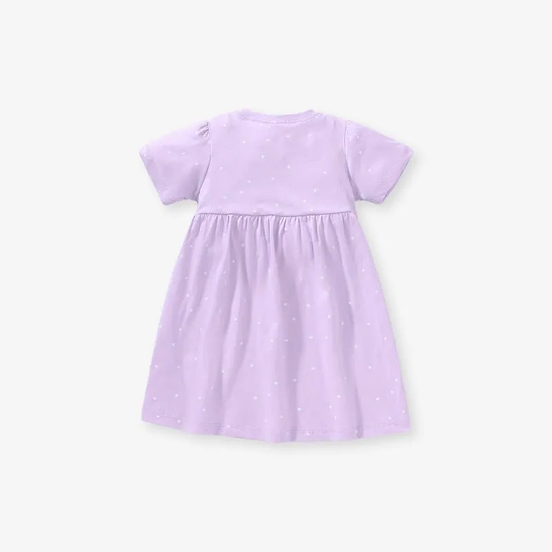 Toddler/Kid Girl's Bear Design Purple Cotton Dress