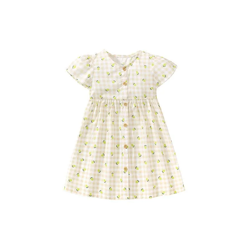 Toddler/Kid Girl's Lemon Print Design Summer Dress