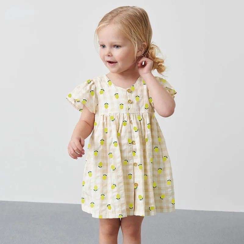 Toddler/Kid Girl's Lemon Print Design Summer Dress