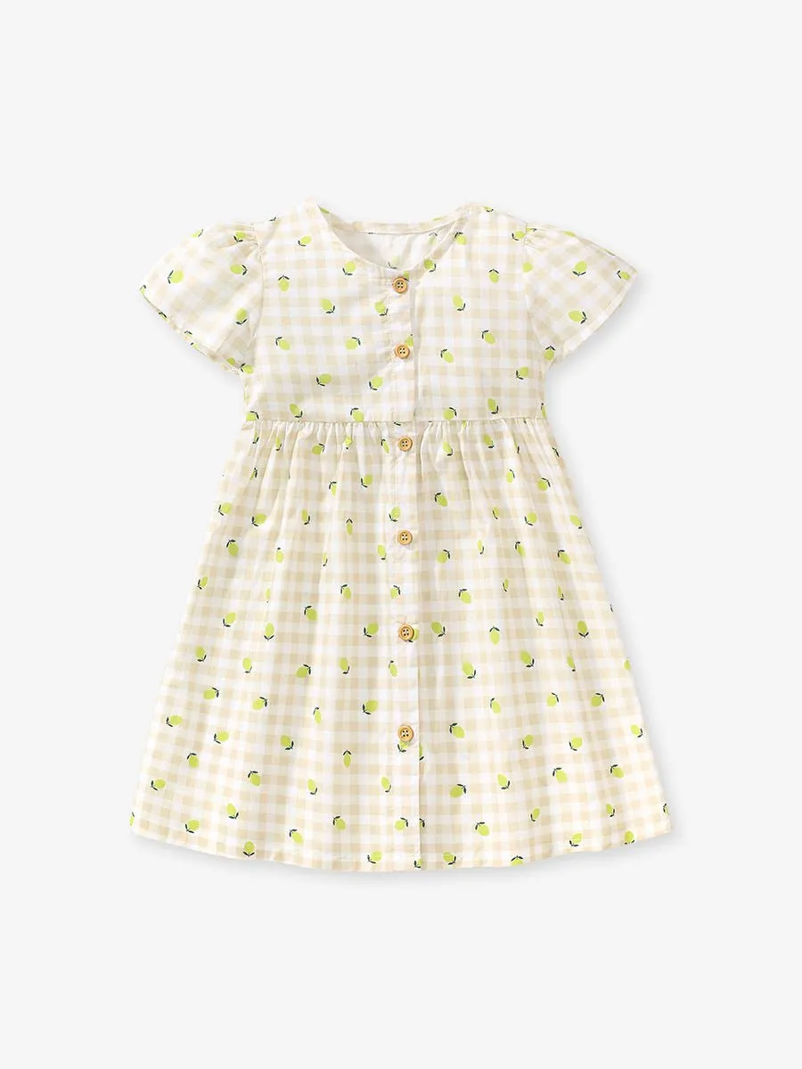 Toddler/Kid Girl's Lemon Print Design Summer Dress