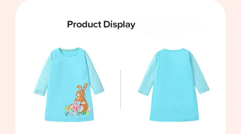 Toddler/Kid Girl's Long Sleeve Chick and Bunny Design Dress