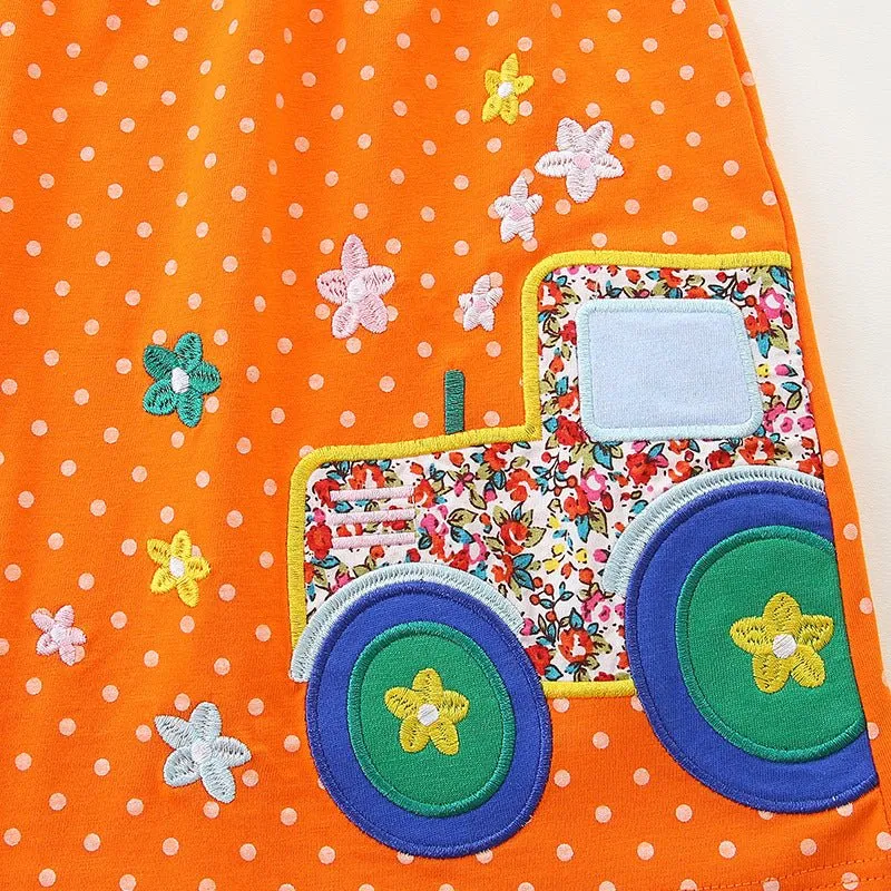 Toddler/Kid Girl's Long Sleeve Vehicle Design Dress