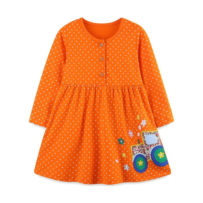 Toddler/Kid Girl's Long Sleeve Vehicle Design Dress