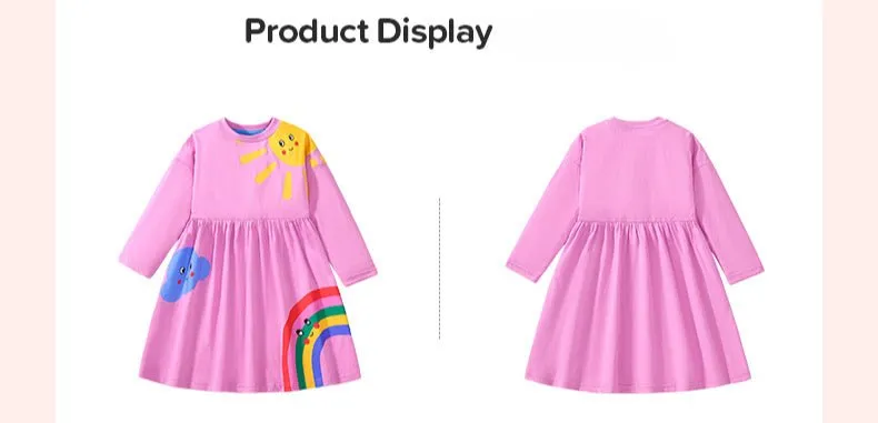 Toddler/Kid Girl's Long Sleeves Sunshine with Rainbow Design Pink Dress