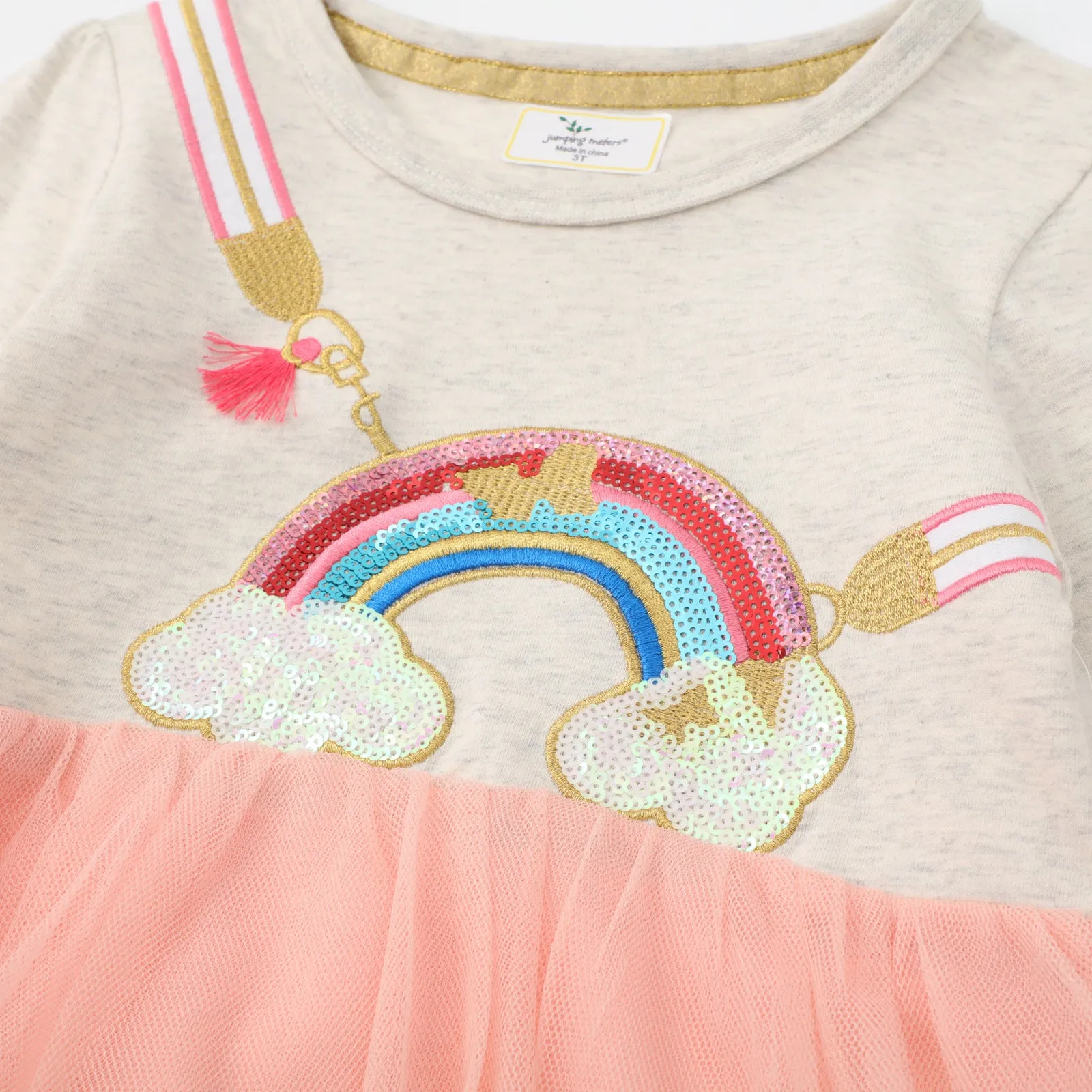 Toddler/Kid Girl's Rainbow Design Pink Long Sleeve Dress