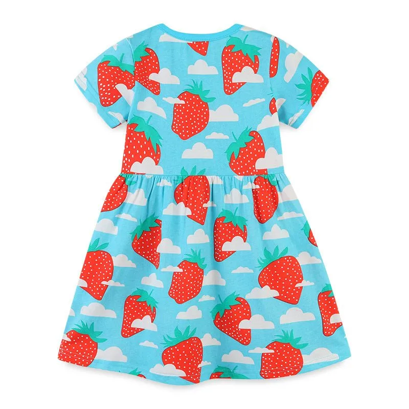 Toddler/Kid Girl's Short Sleeve Strawberry Print Dress