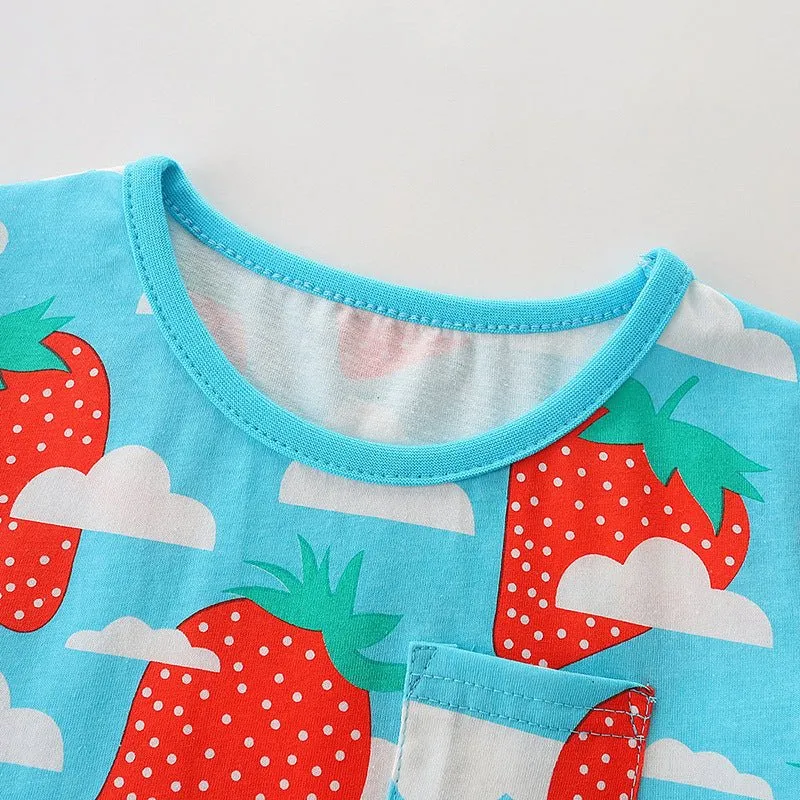 Toddler/Kid Girl's Short Sleeve Strawberry Print Dress