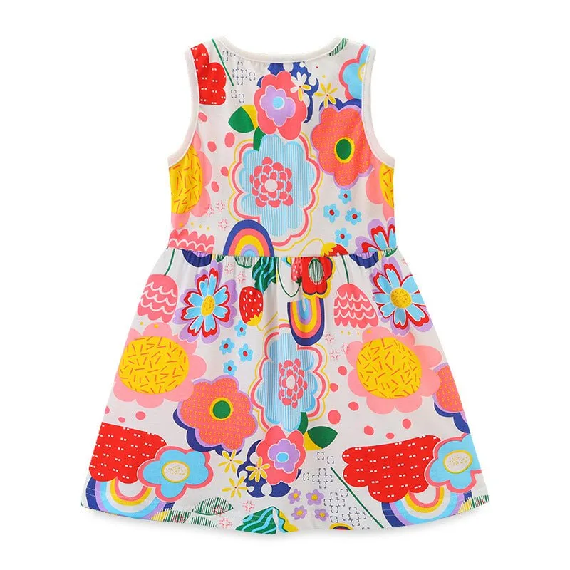 Toddler/Kid Girl's Sleeveless Floral Print Dress