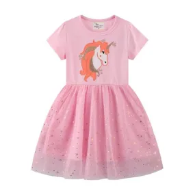 Toddler/Kid Girl's Unicorn Embroidery Pink Ballerina Dress