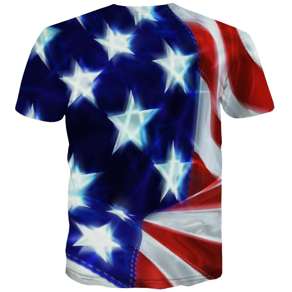 USA T-shirt Men Flag Tshirts Casual Statue Tshirts Cool Country Shirt Print