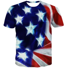 USA T-shirt Men Flag Tshirts Casual Statue Tshirts Cool Country Shirt Print