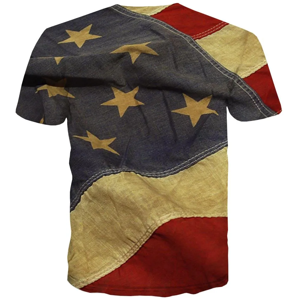 USA T shirts Men Flag T-shirts Graphic Statue Tshirts Casual Country T shirts Funny