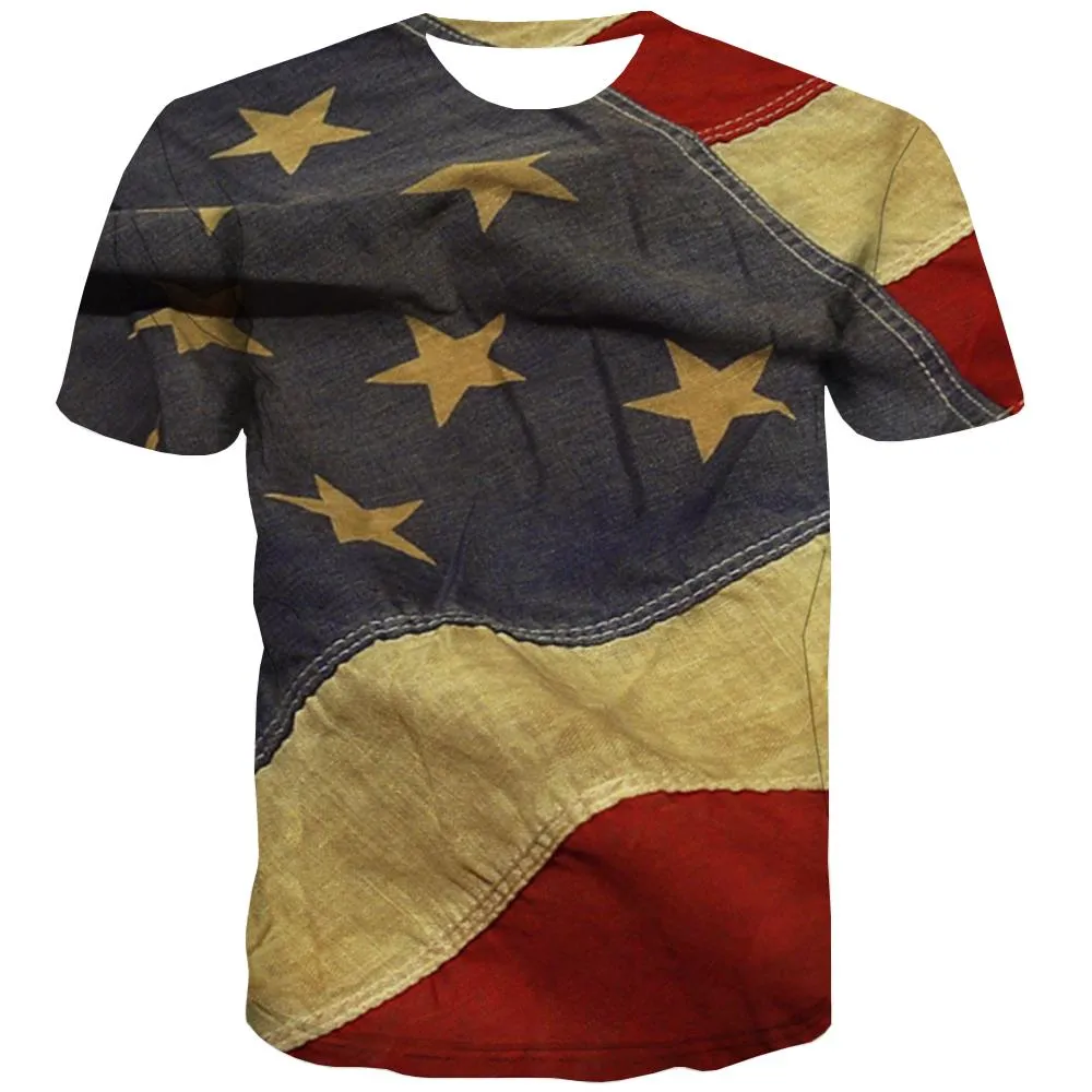 USA T shirts Men Flag T-shirts Graphic Statue Tshirts Casual Country T shirts Funny