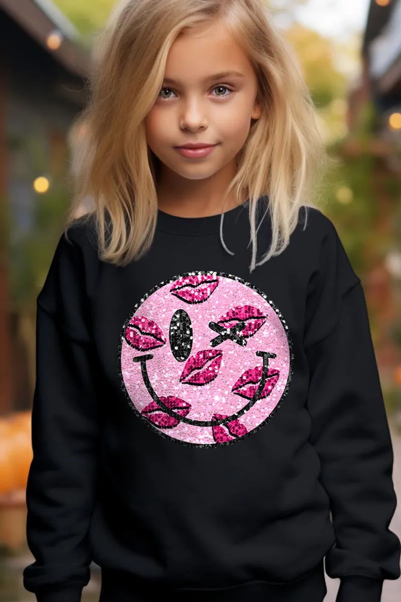 VALENTINES DAY KID FLEECE SWEATSHIRT- BLACK