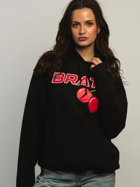 VERBAGE BRAT PULLOVER HOODIE - BLACK