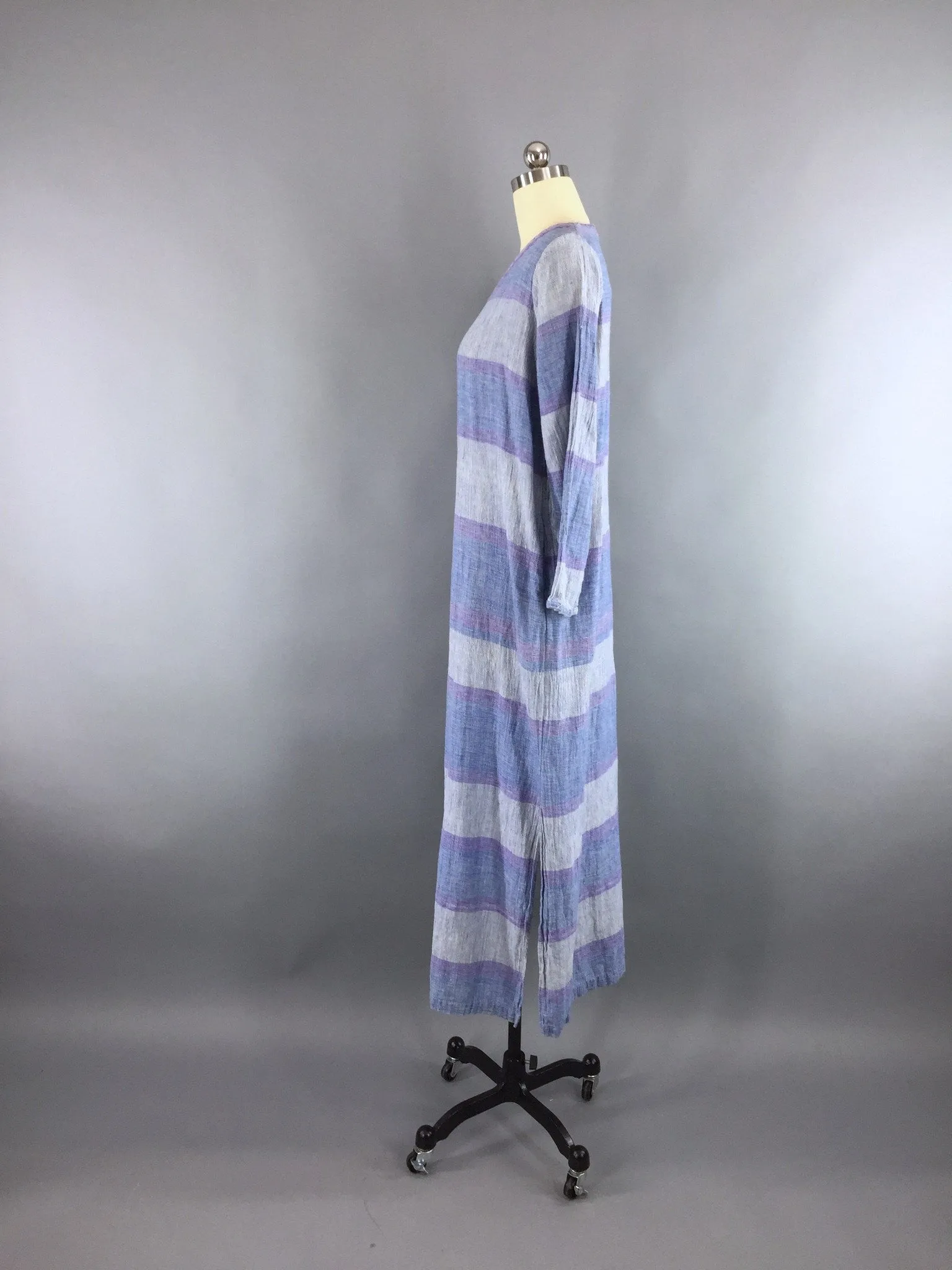 Vintage 1970s Caftan Dress / Cost Plus Cotton Maxi Dress