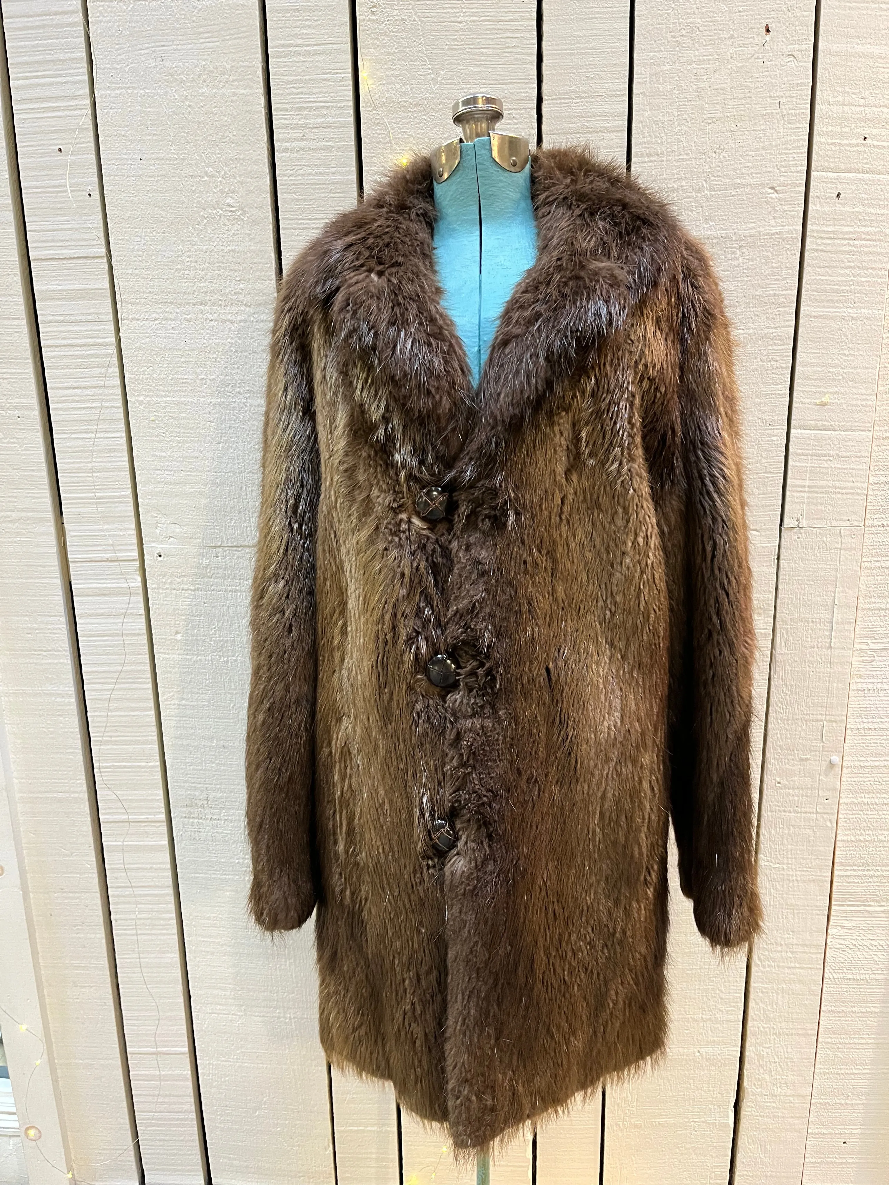 Vintage Beaver Felt Fur Coat, Chest 44”