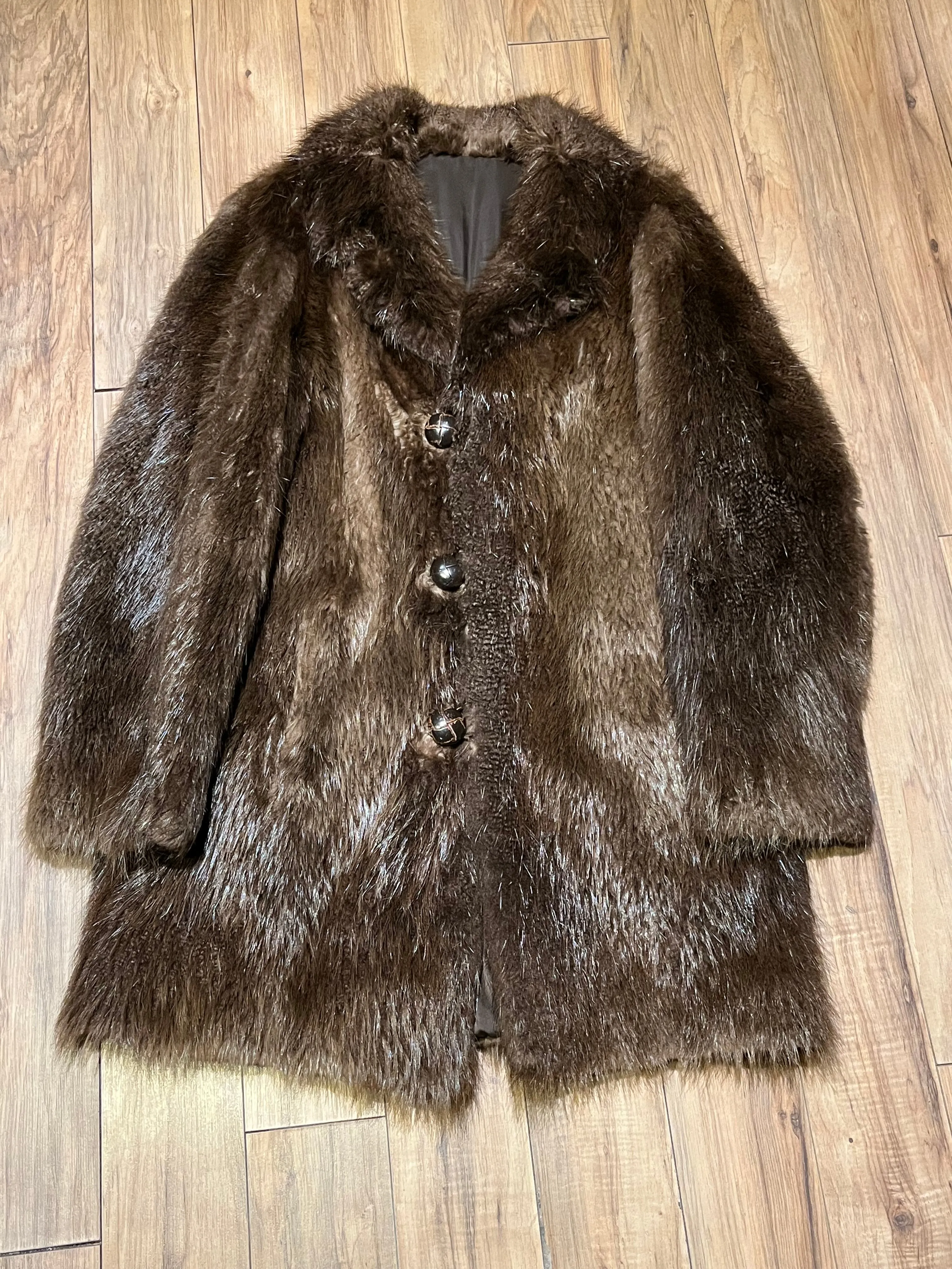 Vintage Beaver Felt Fur Coat, Chest 44”