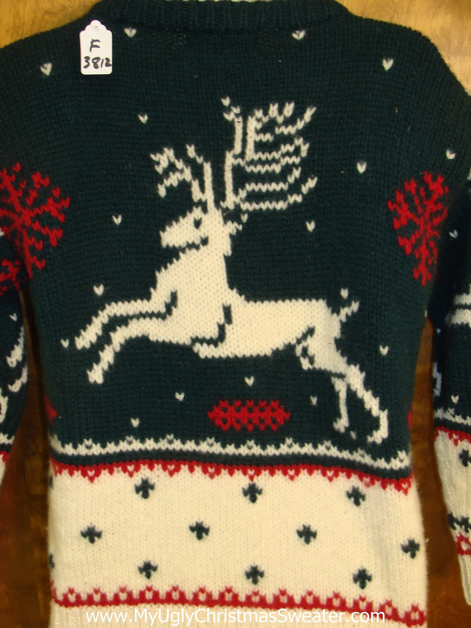 Vintage Leaping Reindeer Ugliest Christmas Sweater Pullover