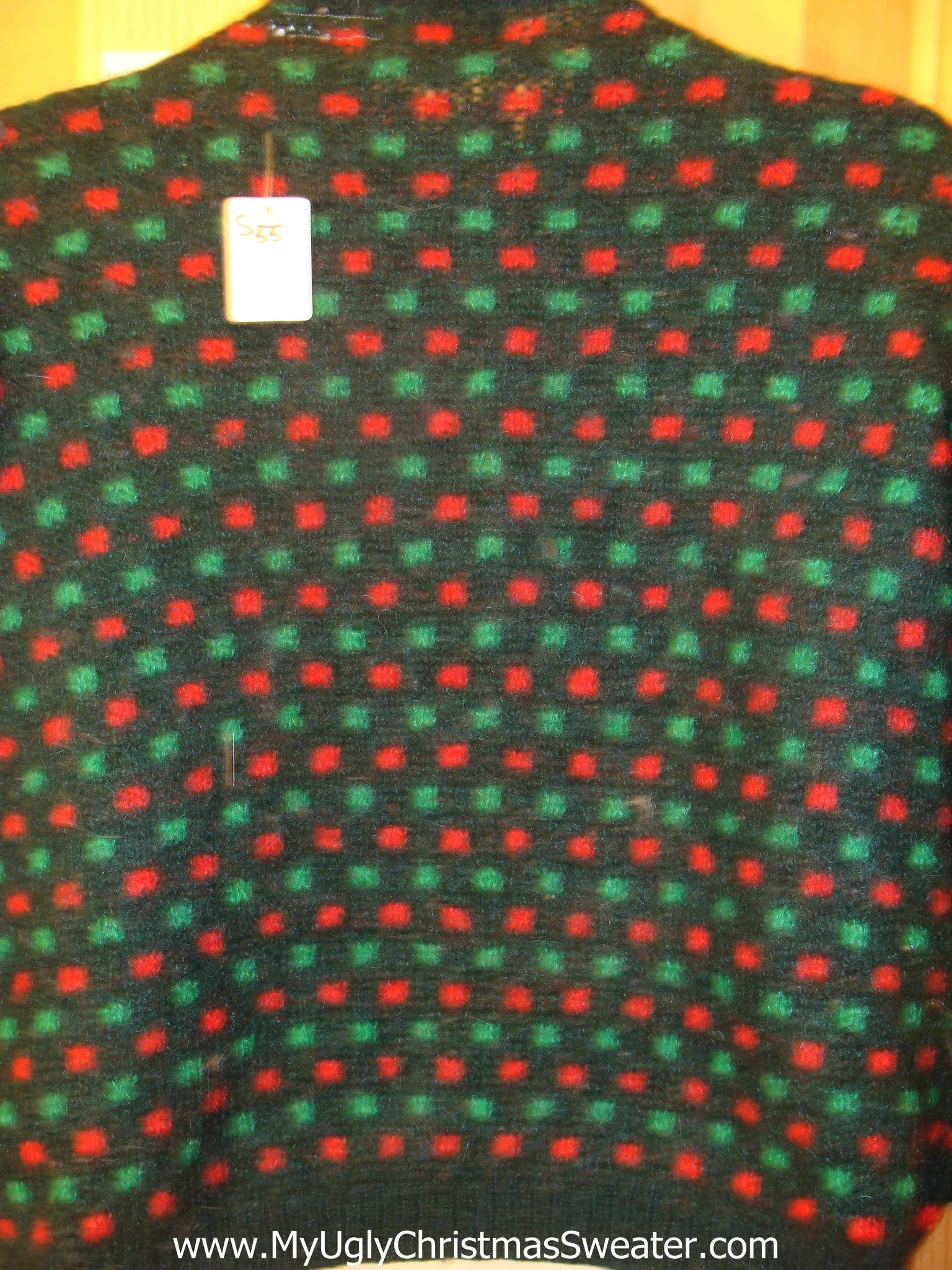 Wacky Santa Ugly Christmas Sweater Green Red Checked