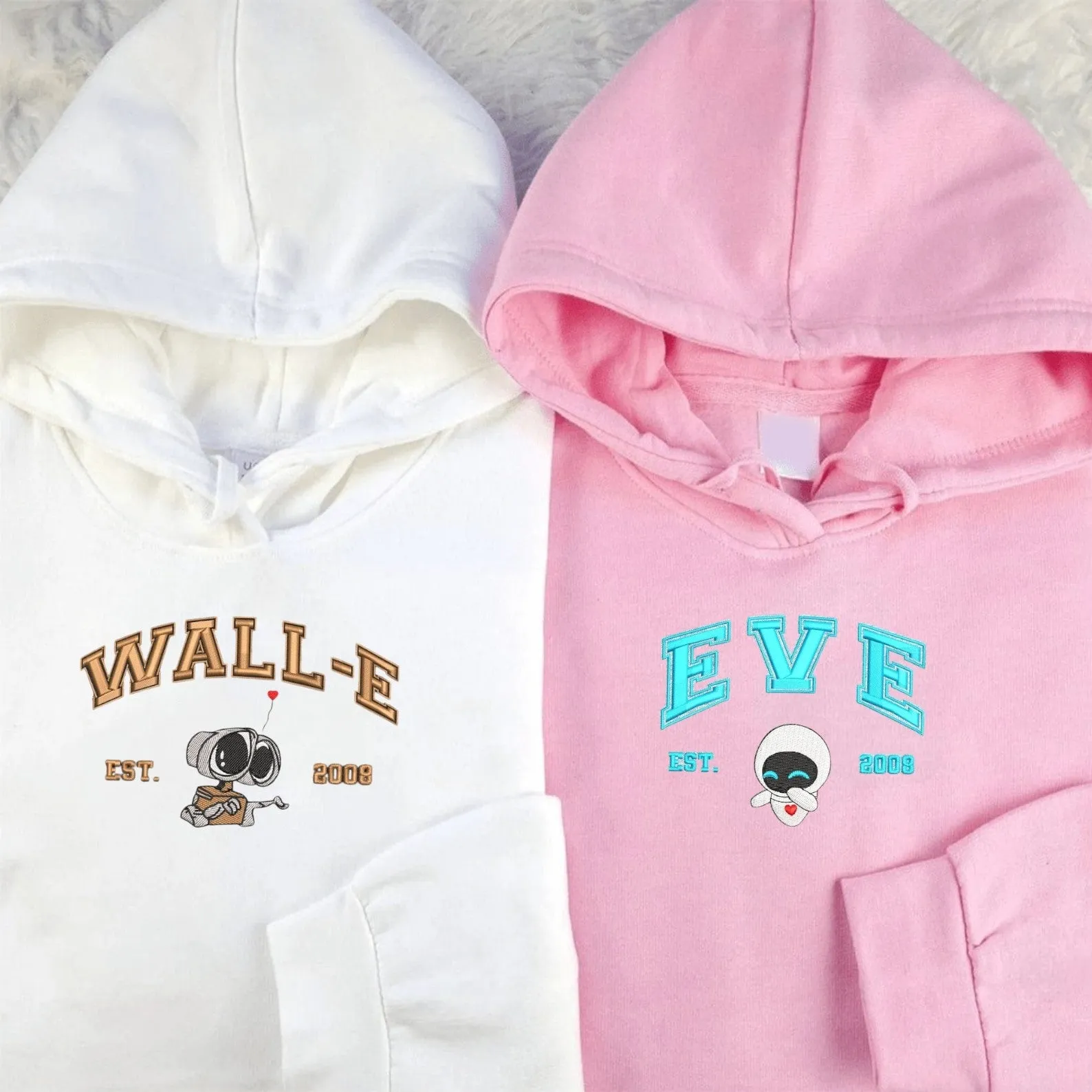 WALL E & EVE Matching Couple Hoodies – Custom Cute Sweatshirts for Couples