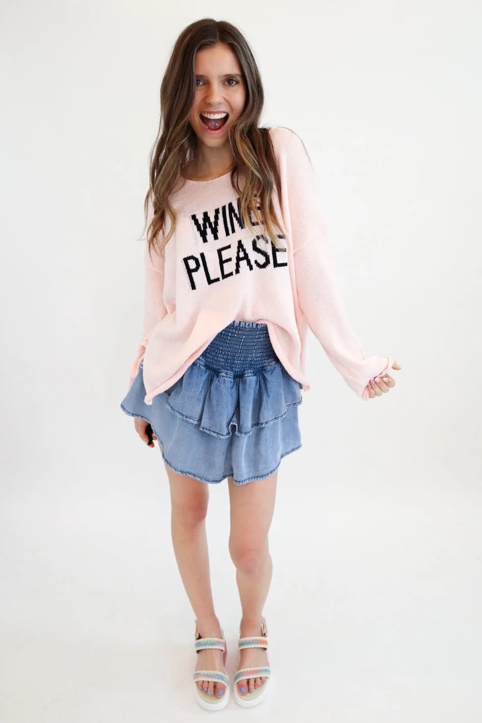 Wine Please Sweater- Pink