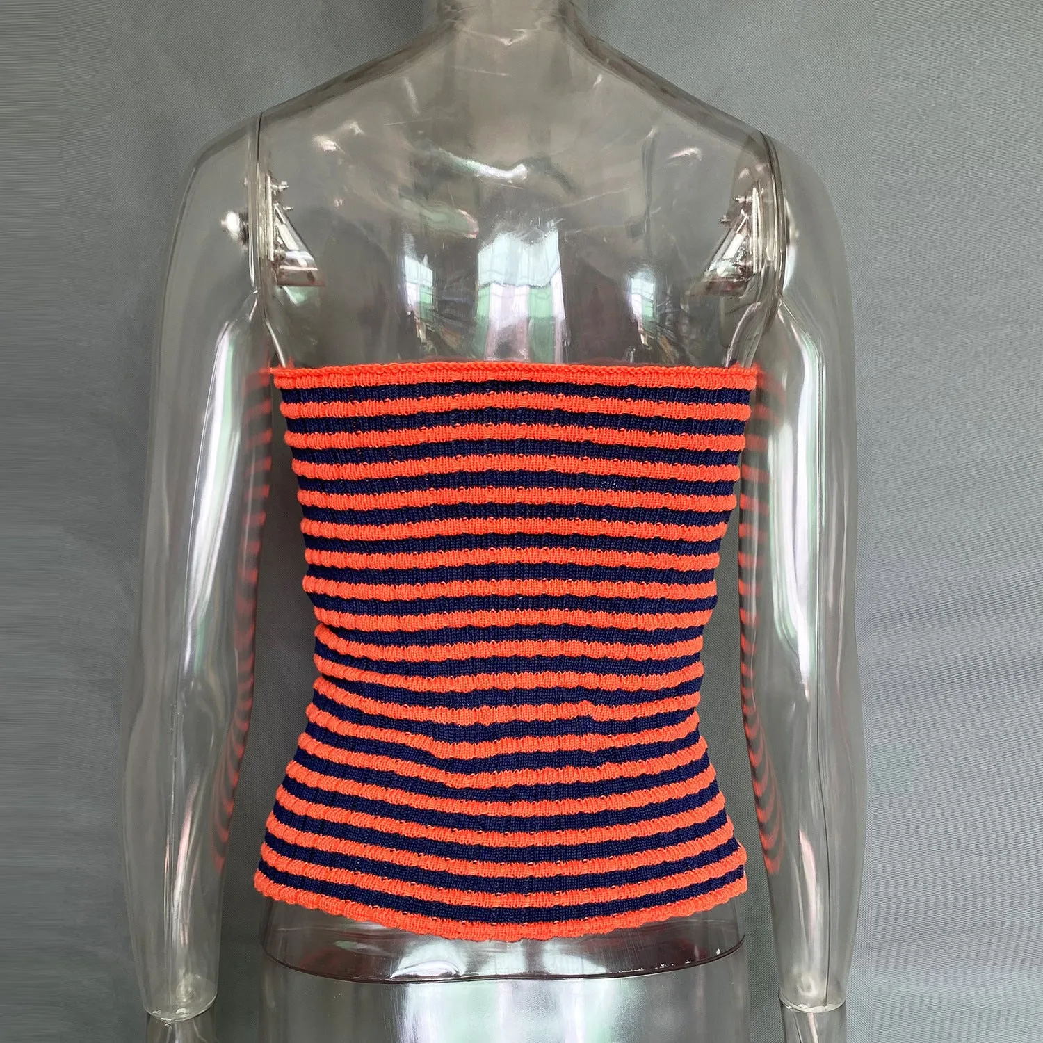 Woman Sexy Striped Sweater Knit Tube Top Tank Top