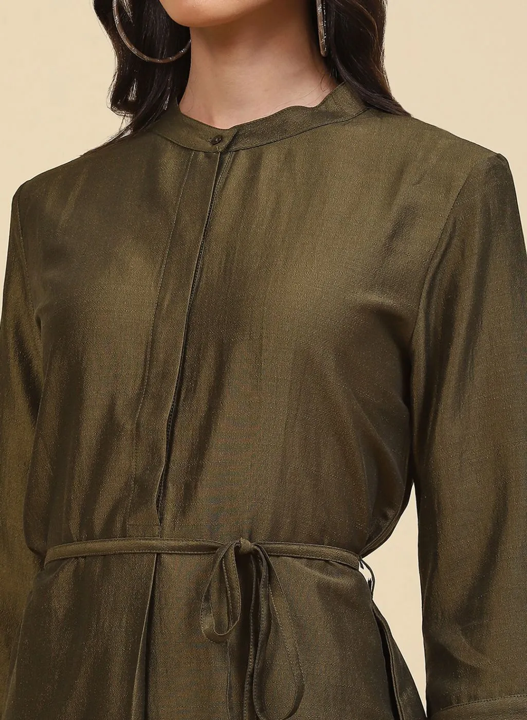 Women Olive Plain Tunic