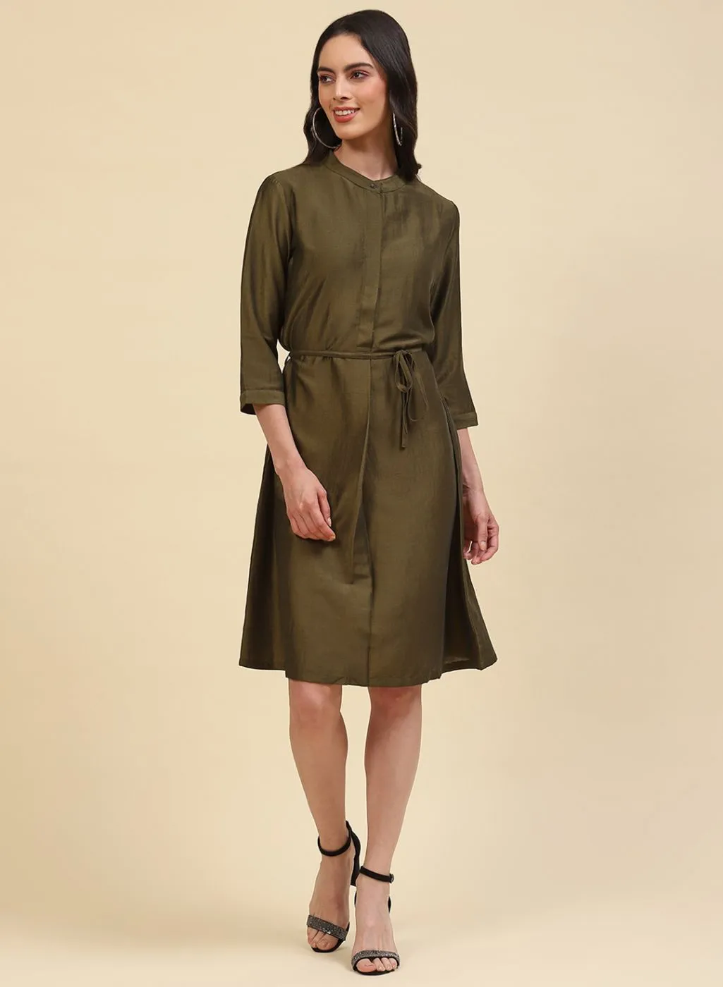 Women Olive Plain Tunic