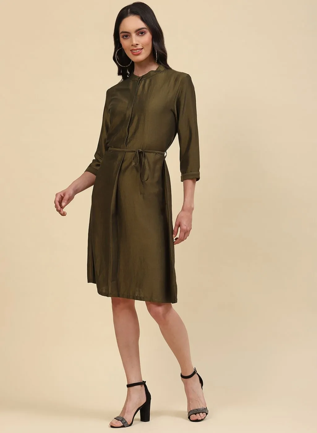 Women Olive Plain Tunic