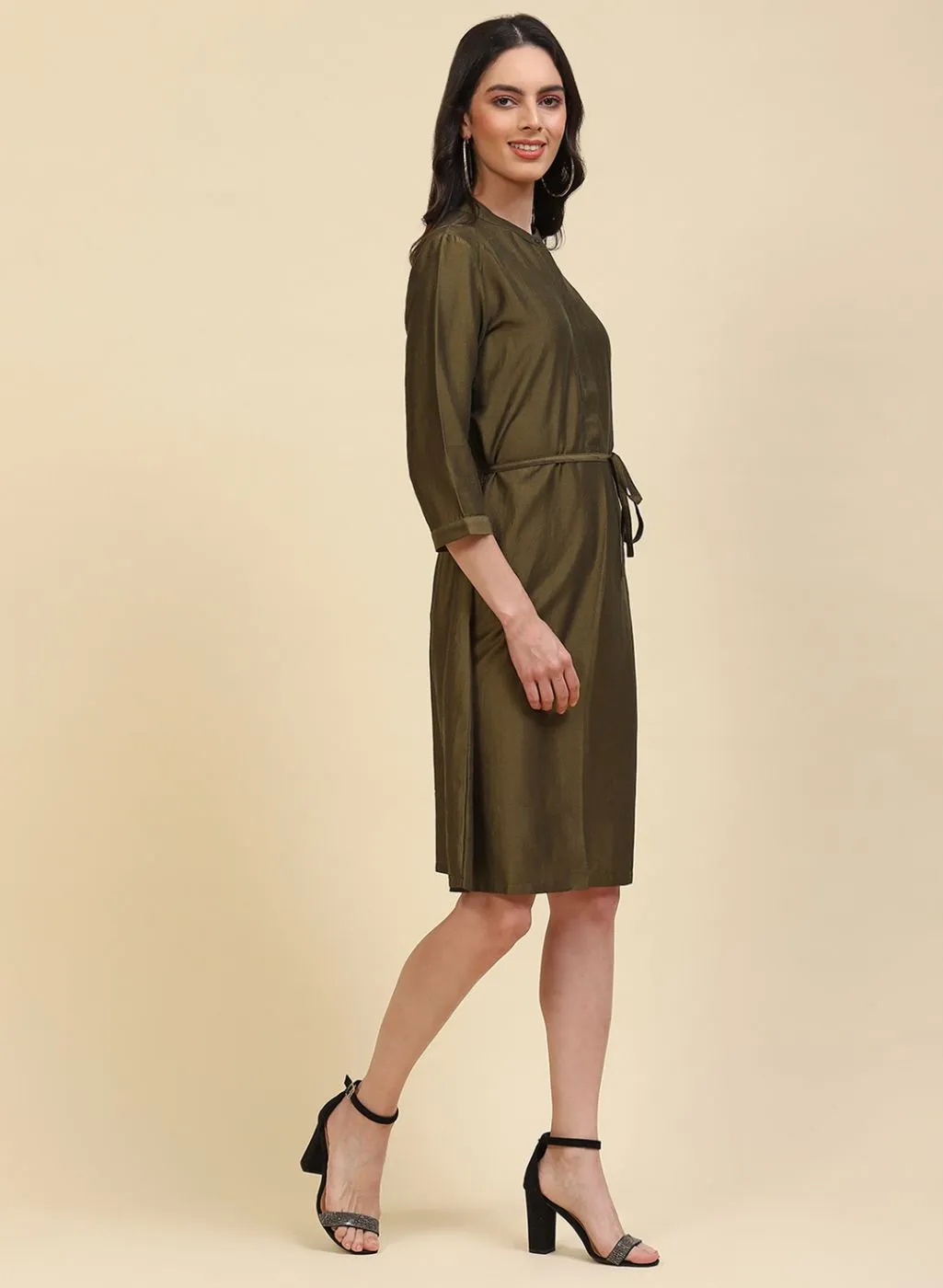 Women Olive Plain Tunic