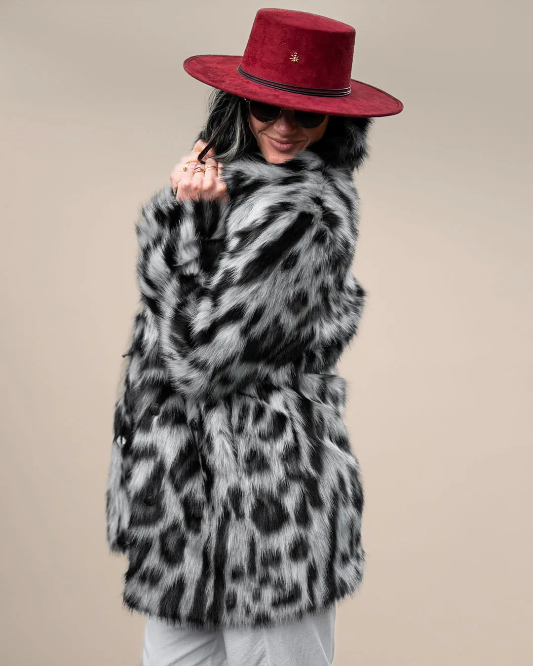 Women's Faux Fur Coat | Himalayan Snow Leopard Print