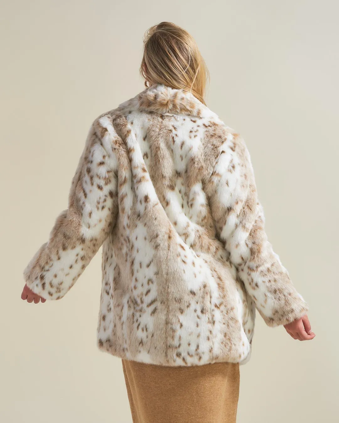 Women's Faux Fur Coat | Siberian Snow Leopard Print