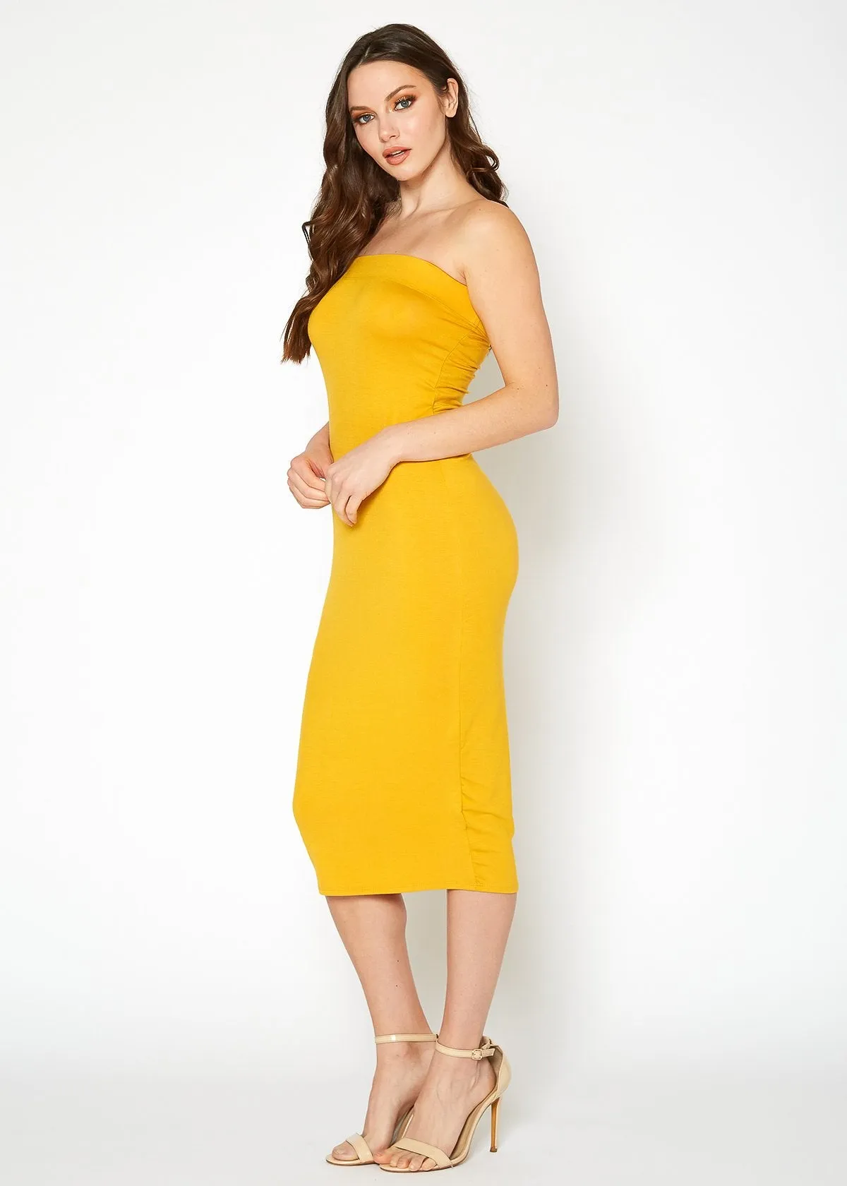 Women'S Tube Top Bodycon Midi Dress