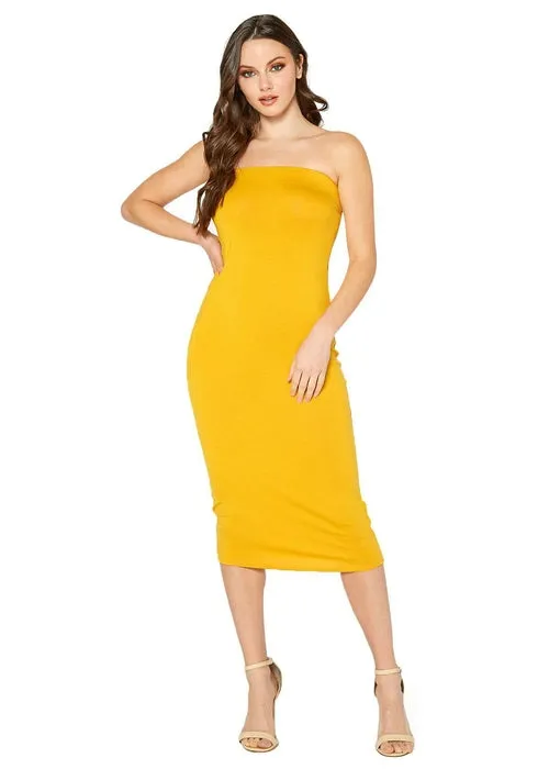 Women'S Tube Top Bodycon Midi Dress