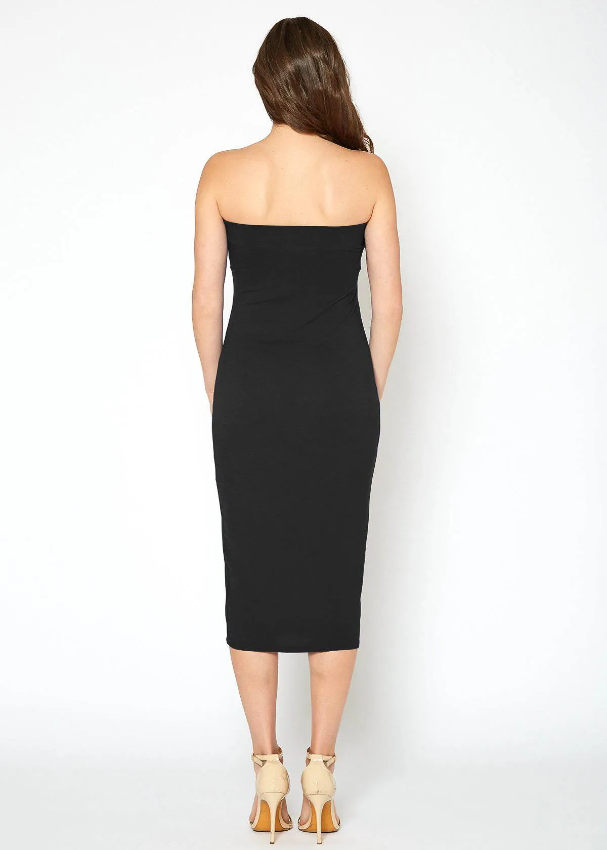 Women'S Tube Top Bodycon Midi Dress